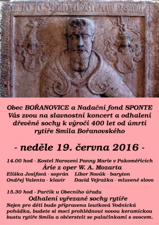 Slavnostní koncert a odhalení  sochy rytíře Smila Bořanovského - 400 let od úmrtí